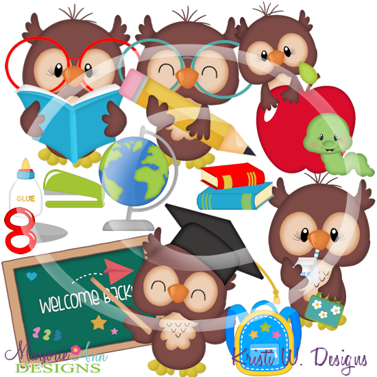 Back To School Owls SVG Cutting Files Includes Clipart - Click Image to Close